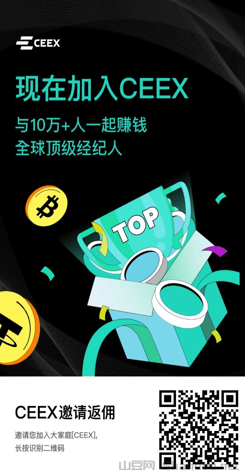 恭喜注册CEEX的用户实名认证送10000算力免费挖平台币CMC已火爆出圈连续增长130倍双C和非小号可查全球排61位日交易额数百亿